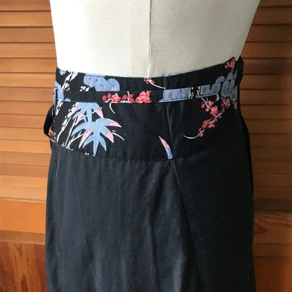 *Vintage* Goth Victorian Midnight Blue Obi Belt Skirt - Picture 4 of 7